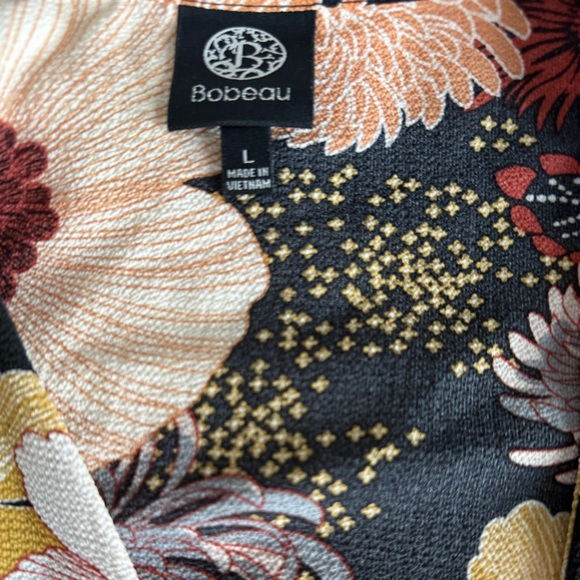 Bobeau Vibrant Floral Mini Dress - Black, Orange, Gold, Cream - Picture 2 of 2